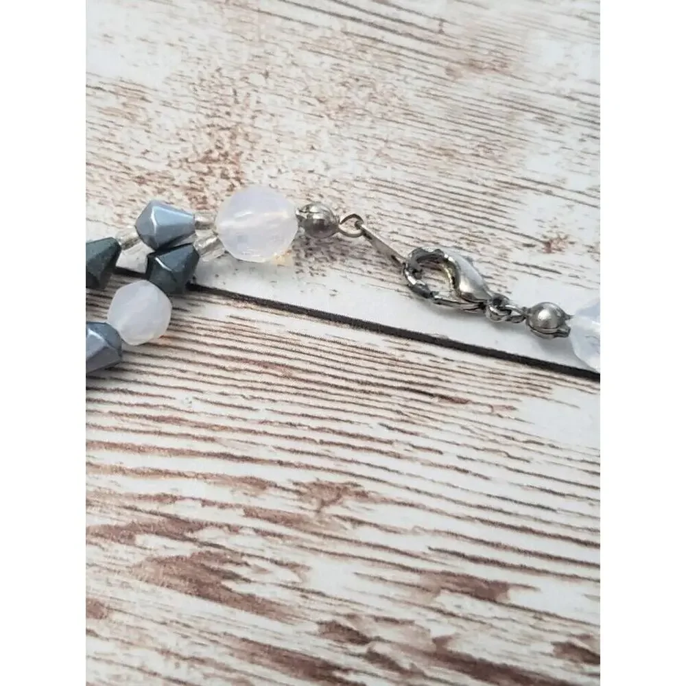 Vintage Necklace Double Strand Beaded Necklace - Blue Tones